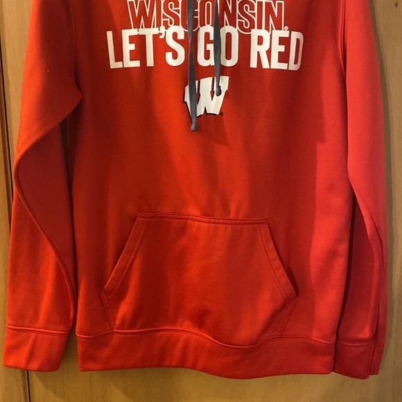 Wisconsin Badgers Let’s Go Red Hooded College Sweatshirt Red White Small - Picture 4 of 12